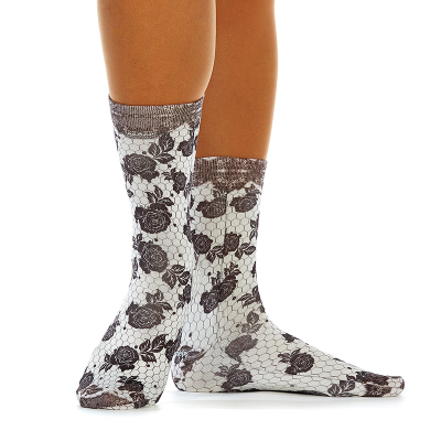 Damen Socken mit Baumwollanteil - White BLACK ROSES