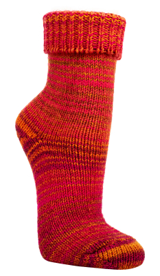 Wollsocken Skandinavien-Style, mehrfarbig orange-pink