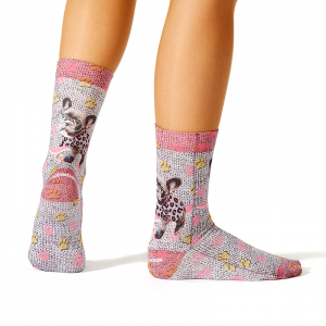 Damen Socken mit Baumwollanteil - Pink mit grau FRENCH BULLDOG