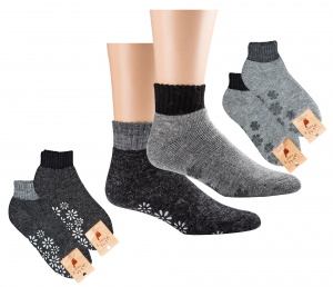 Kurz- Socken mit Alpakawolle antirutsch Sohle anthrazit